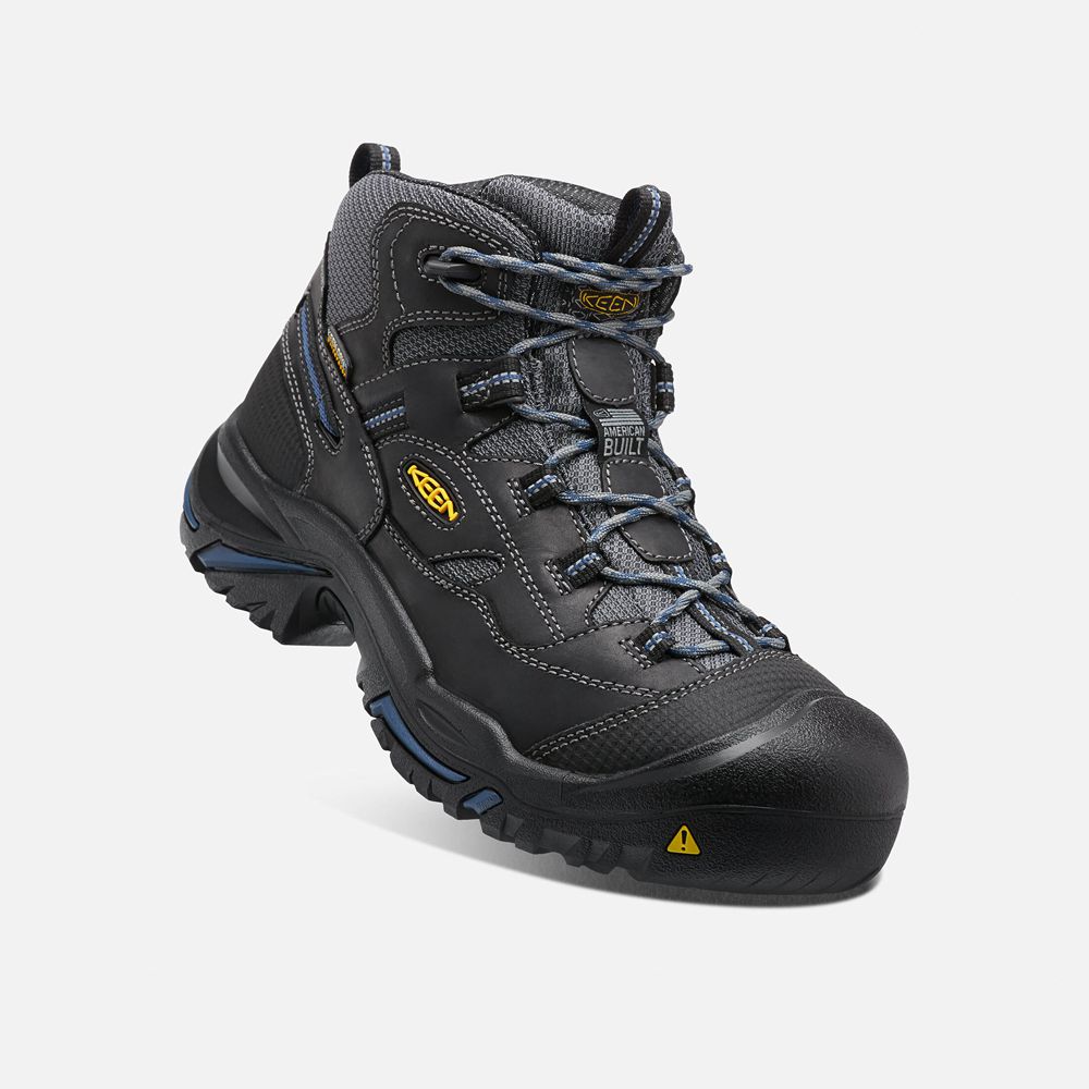 Keen Trekking Bot Erkek Siyah - Braddock Waterproof Mid (Soft Toe) - Türkiye WJBF80916